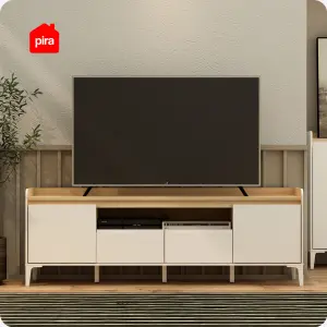 PIRA METROPOLIS OX - HIRO AVA TV160 MEJA TV / RAK TV warna WHITE - PRO OAK - PIRA METROPOLIS OX - foto 3