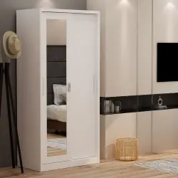 PIRA - STEEL 90 A MWDSL LEMARI PAKAIAN BESI SLIDING / PINTU GESER warna WHITE - METROPOLIS - foto 3