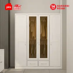 PIRA - SCHON 4P FGD MWD LEMARI PAKAIAN BESI 4 PINTU DENGAN LACI DAN LED warna WHITE - PIRA - foto 2