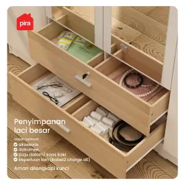 PIRA METROPOLIS OX - ASTA 4PL A LEMARI PAKAIAN 4 PINTU DENGAN LACI warna WHITE - PIRA METROPOLIS - foto 4
