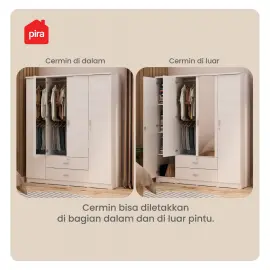PIRA METROPOLIS OX - ASTA 4PL A LEMARI PAKAIAN 4 PINTU DENGAN LACI warna WHITE - PIRA METROPOLIS - foto 5