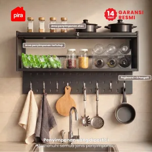 PIRA - DISH AVA MDR85 H RAK PIRING / RAK PIRING GANTUNG / RAK DAPUR / RAK WASTAFEL / RAK PENGERING PIRING warna BLACK - PIRA - foto 2