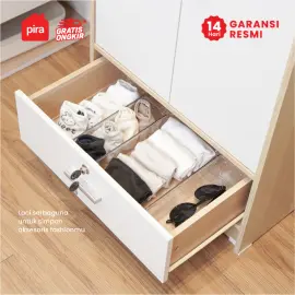 PIRA METROPOLIS OX - ARUNA BL4P 1DR LEMARI PAKAIAN / LEMARI BAJU FULL RAK DENGAN LACI PENYIMPANAN warna PRO OAK - WHITE - PIRA METROPOLIS OX - foto 8