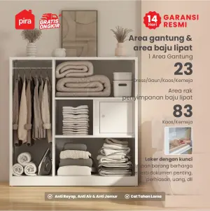 PIRA - STEEL 3BL MR MWD LEMARI PAKAIAN BESI 3 PINTU / LEMARI KECIL / LEMARI PAKAIAN ANAK warna WHITE - PIRA - foto 4