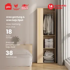 PIRA METROPOLIS OX -  ARUNA 1PSU LEMARI PAKAIAN 1 PINTU / LEMARI BAJU / RAK SERBAGUNA warna PRO OAK - WHITE - PIRA METROPOLIS OX - foto 2