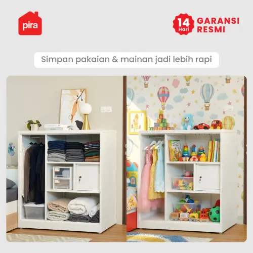 PIRA - STEEL 3BL MR MWD LEMARI PAKAIAN BESI 3 PINTU / LEMARI KECIL / LEMARI PAKAIAN ANAK warna WHITE - PIRA - foto 5