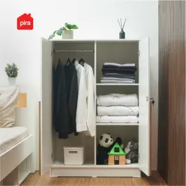 PIRA METROPOLIS -  YONA BL80 LEMARI PAKAIAN KECIL 2 PINTU warna WHITE - YELLOW OAK - PIRA METROPOLIS - foto 6