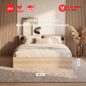 PIRA - SAMARA BD200 DIPAN / RANJANG / TEMPAT TIDUR DENGAN LACI PENYIMPANAN DAN LED warna PRO OAK - PIRA - foto 2