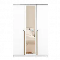 PIRA METROPOLIS -  YONA AVA 3PS LEMARI PAKAIAN 3 PINTU DENGAN LEBIH BANYAK RAK warna WHITE - YELLOW OAK - PIRA METROPOLIS - foto 4