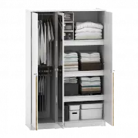PIRA METROPOLIS -  YONA AVA 3PS LEMARI PAKAIAN 3 PINTU DENGAN LEBIH BANYAK RAK warna WHITE - YELLOW OAK - PIRA METROPOLIS - foto 5
