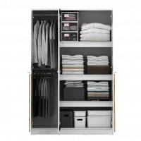 PIRA METROPOLIS -  YONA AVA 3PS LEMARI PAKAIAN 3 PINTU DENGAN LEBIH BANYAK RAK warna WHITE - YELLOW OAK - PIRA METROPOLIS - foto 6