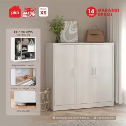 PIRA OX - RALF 3BL MWD LEMARI PAKAIAN BESI 3 PINTU / LEMARI KECIL / LEMARI PAKAIAN ANAK warna WHITE - PIRA - foto 1