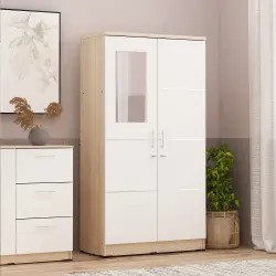 PIRA METROPOLIS - ALBA 2PM LT LEMARI PAKAIAN MEDIUM 2 PINTU warna SONOMA OAK - WHITE - WHITE - METROPOLIS - foto 10