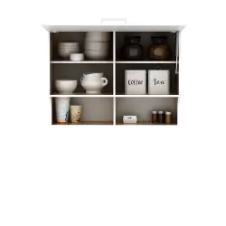 PIRA METROPOLIS OX - ARUNA KC WU80F RB RAK DAPUR / RAK GANTUNG DAPUR / KITCHEN SET ATAS 2 PINTU FLIP DENGAN RAK BUMBU warna WHITE - PRO OAK - PIRA METROPOLIS OX - foto 4