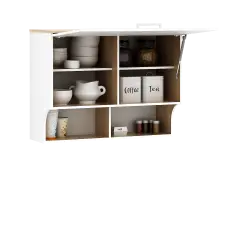 PIRA METROPOLIS OX - ARUNA KC WU80F RB RAK DAPUR / RAK GANTUNG DAPUR / KITCHEN SET ATAS 2 PINTU FLIP DENGAN RAK BUMBU warna WHITE - PRO OAK - PIRA METROPOLIS OX - foto 5