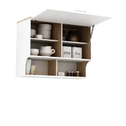 PIRA METROPOLIS OX - ARUNA KC WU80F RB RAK DAPUR / RAK GANTUNG DAPUR / KITCHEN SET ATAS 2 PINTU FLIP DENGAN RAK BUMBU warna WHITE - PRO OAK - PIRA METROPOLIS OX - foto 6