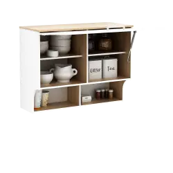 PIRA METROPOLIS OX - ARUNA KC WU80F RB RAK DAPUR / RAK GANTUNG DAPUR / KITCHEN SET ATAS 2 PINTU FLIP DENGAN RAK BUMBU warna WHITE - PRO OAK - PIRA METROPOLIS OX - foto 7