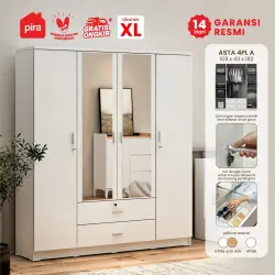 PIRA METROPOLIS OX - ASTA 4PL A LEMARI PAKAIAN 4 PINTU DENGAN LACI warna WHITE - PIRA METROPOLIS - foto 1