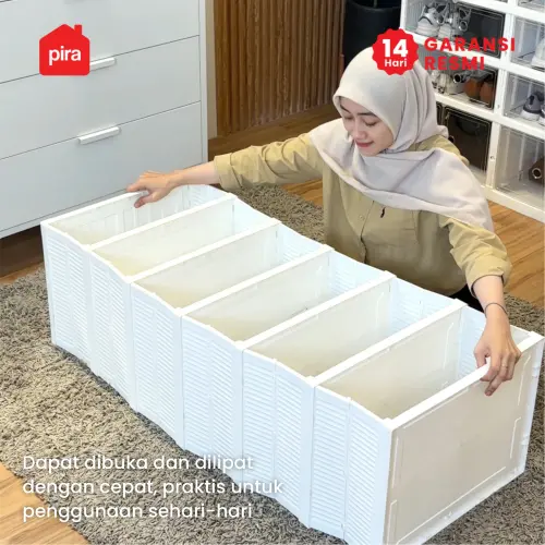 PIRA -  KIKA PSR RAK SEPATU LIPAT 2 PINTU / KOTAK SEPATU TRANSPARAN / RAK SEPATU SUSUN TERTUTUP warna WHITE - PIRA - foto 5