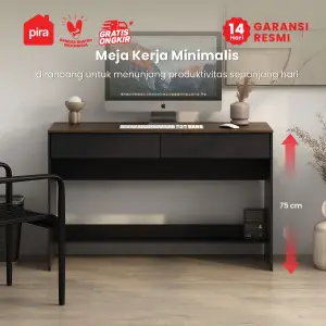 PIRA METROPOLIS OX - ARUNA DK121 MEJA KERJA / MEJA BELAJAR DENGAN LACI warna BLACK - BROWN WALNUT - PIRA METROPOLIS OX - foto 2