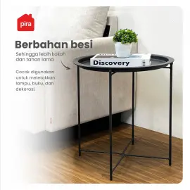 PIRA - NETA MET47 MEJA LIPAT / MEJA PORTABLE / MEJA SAMPING / MEJA NAKAS / MEJA TAMU / MEJA TERAS warna BLACK - PIRA - foto 2