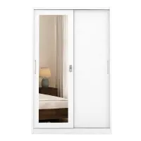 PIRA - STEEL 120N MWDSL LEMARI PAKAIAN BESI SLIDING / PINTU GESER warna WHITE - METROPOLIS - foto 3