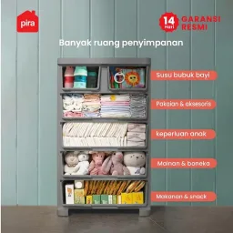 PIRA METROPOLIS - FUKU PCH6 LEMARI LACI / LACI PLASTIK / LEMARI SUSUN PLASTIK / LEMARI BAYI / LEMARI PAKAIAN ANAK warna GREY - PIRA METROPOLIS - foto 5