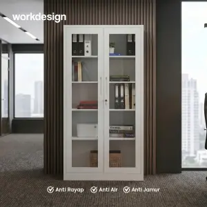 WORKDESIGN BURO AVA MBC 2 FG RAK BUKU BESI / LEMARI ARSIP KANTOR warna WHITE - WORKDESIGN - foto 2