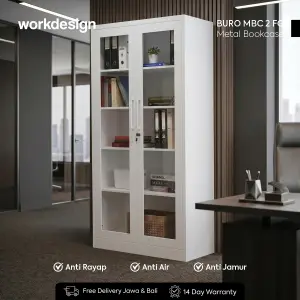 WORKDESIGN BURO AVA MBC 2 FG RAK BUKU BESI / LEMARI ARSIP KANTOR warna WHITE - WORKDESIGN - foto 1