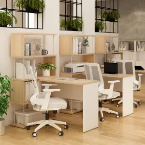 PIRA - ZACK DK 80 MEJA KERJA / MEJA BELAJAR DENGAN RAK BUKU warna PRO OAK - WHITE SM - PIRA - foto 5