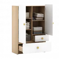PIRA KIDS - WOODY BL80 CR LEMARI PAKAIAN ANAK 2 PINTU FULL RAK warna PRO OAK - WHITE SM - PIRA KIDS - foto 4