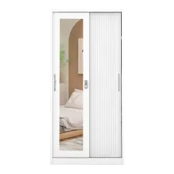 PIRA - LINIO 90A N MWDSL LEMARI PAKAIAN BESI SLIDING / PINTU GESER warna WHITE - PIRA - foto 3