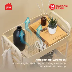 PIRA - YUKI MKT3 RAK TROLI / RAK PENYIMPANAN / RAK SERBAGUNA / RAK BESI 3 SUSUN DENGAN RODA warna CREAM - PIRA - foto 3