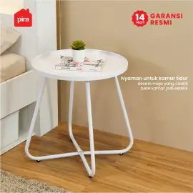 PIRA -  YUNA MET42 MEJA SAMPING / MEJA SUDUT / MEJA CAFE / MEJA NAKAS / MEJA TERAS / MEJA KECIL warna WHITE - PIRA - foto 3