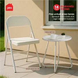 PIRA -  YUNA MET42 MEJA SAMPING / MEJA SUDUT / MEJA CAFE / MEJA NAKAS / MEJA TERAS / MEJA KECIL warna WHITE - PIRA - foto 4