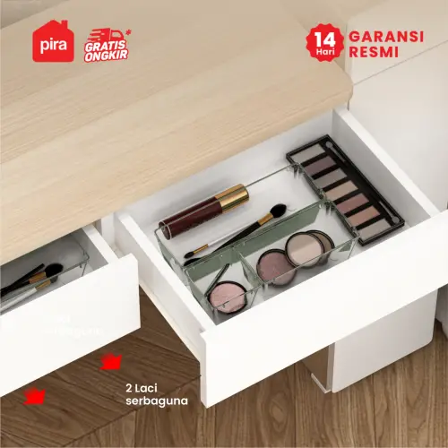 PIRA - LAURA DS100 MEJA RIAS DENGAN CERMIN LEPAS PASANG / MEJA BELAJAR / MEJA KERJA warna PRO OAK - WHITE SM - PIRA - foto 4