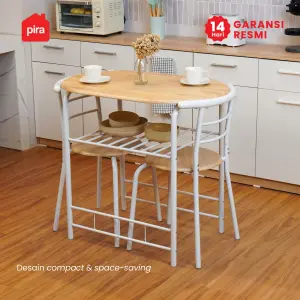 PIRA - SWAN DTS SET MEJA MAKAN DENGAN 2 SET KURSI warna PRO OAK - WHITE - PIRA METROPOLIS - foto 2