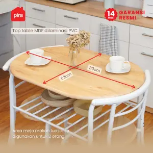 PIRA - SWAN DTS SET MEJA MAKAN DENGAN 2 SET KURSI warna PRO OAK - WHITE - PIRA METROPOLIS - foto 4