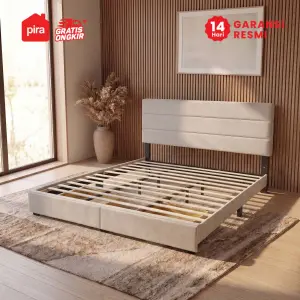PIRA - PALMA BD200 PLATFORM BED / DIPAN / DIPAN TEMPAT TIDUR / RANJANG KASUR / DIPAN DENGAN LACI PENYIMPANAN warna CREAM - PIRA - foto 3