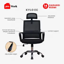 PIRA WORK - KYLO A EC KURSI KERJA / KURSI KANTOR / KURSI EKSEKUTIF warna BLACK - GREY - PIRA WORK - foto 3