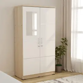 PIRA METROPOLIS - ALBA 2PM LT LEMARI PAKAIAN MEDIUM 2 PINTU warna SONOMA OAK - WHITE - WHITE - METROPOLIS - foto 9