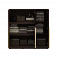 PIRA METROPOLIS - YONA BLS120 LEMARI PAKAIAN 3 PINTU FULL RAK warna AMERICAN WALNUT - GOLD HAIRLINE - PIRA METROPOLIS - foto 5