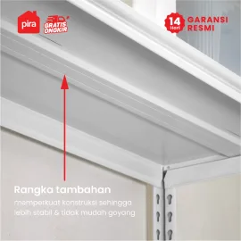 PIRA -  HOGAN MSU 120X200 RAK BESI / RAK SUSUN SERBAGUNA / RAK SUSUN BESI / RAK PENYIMPANAN warna WHITE - PIRA - foto 3