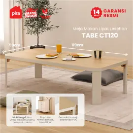 PIRA - TABE CT120 MEJA TAMU MEJA MAKAN LIPAT LESEHAN MEJA BELAJAR LIPAT LESEHAN warna LIGHT TAUPE - EURO OAK - PIRA - foto 1