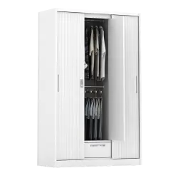 PIRA - LINIO 3A SSL MWD LEMARI PAKAIAN BESI 3 PINTU SLIDING / PINTU GESER warna WHITE - PIRA - foto 4