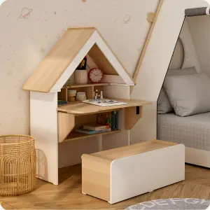 PIRA KIDS - JOEY DKK80 MEJA BELAJAR ANAK DAN KURSI warna WHITE SM - PRO OAK - PIRA KIDS - foto 5