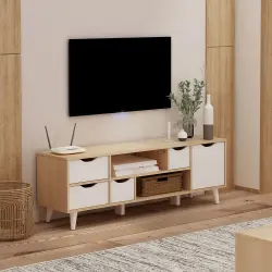 PIRA METROPOLIS OX -  FUJI TV120 MEJA TV / RAK TV MINIMALIS warna PRO OAK - WHITE - PIRA METROPOLIS OX - foto 7
