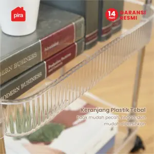 PIRA - YUMI PKT RAK TROLI / RAK PENYIMPANAN / RAK SERBAGUNA / RAK SUSUN / RAK PLASTIK 3/4 SUSUN DENGAN RODA warna CLEAR - PIRA - foto 5