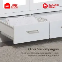 PIRA - LINIO 4P FGD MWD LEMARI PAKAIAN BESI 4 PINTU DENGAN LACI DAN LED warna WHITE - PIRA - foto 5