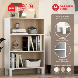 PIRA OX -  POLKA BC60 S RAK BUKU / RAK SERBAGUNA / RAK SUSUN warna WHITE SM - PRO OAK - PIRA OX - foto 1